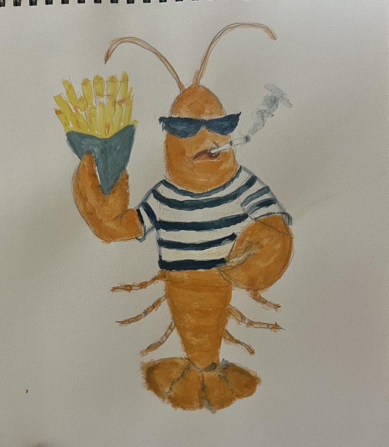 Desenho original do Don Fritto pintado à mão num bloco de papel